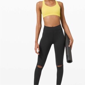 LULULEMON Force Within High Rise Leggings Tights with Knee Slits Size 6 Black